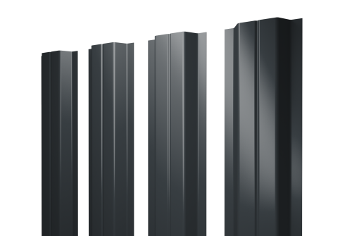 Штакетник П-образный A с прямым резом 0,5 PurLite Matt RAL 7016 антрацитово-серый