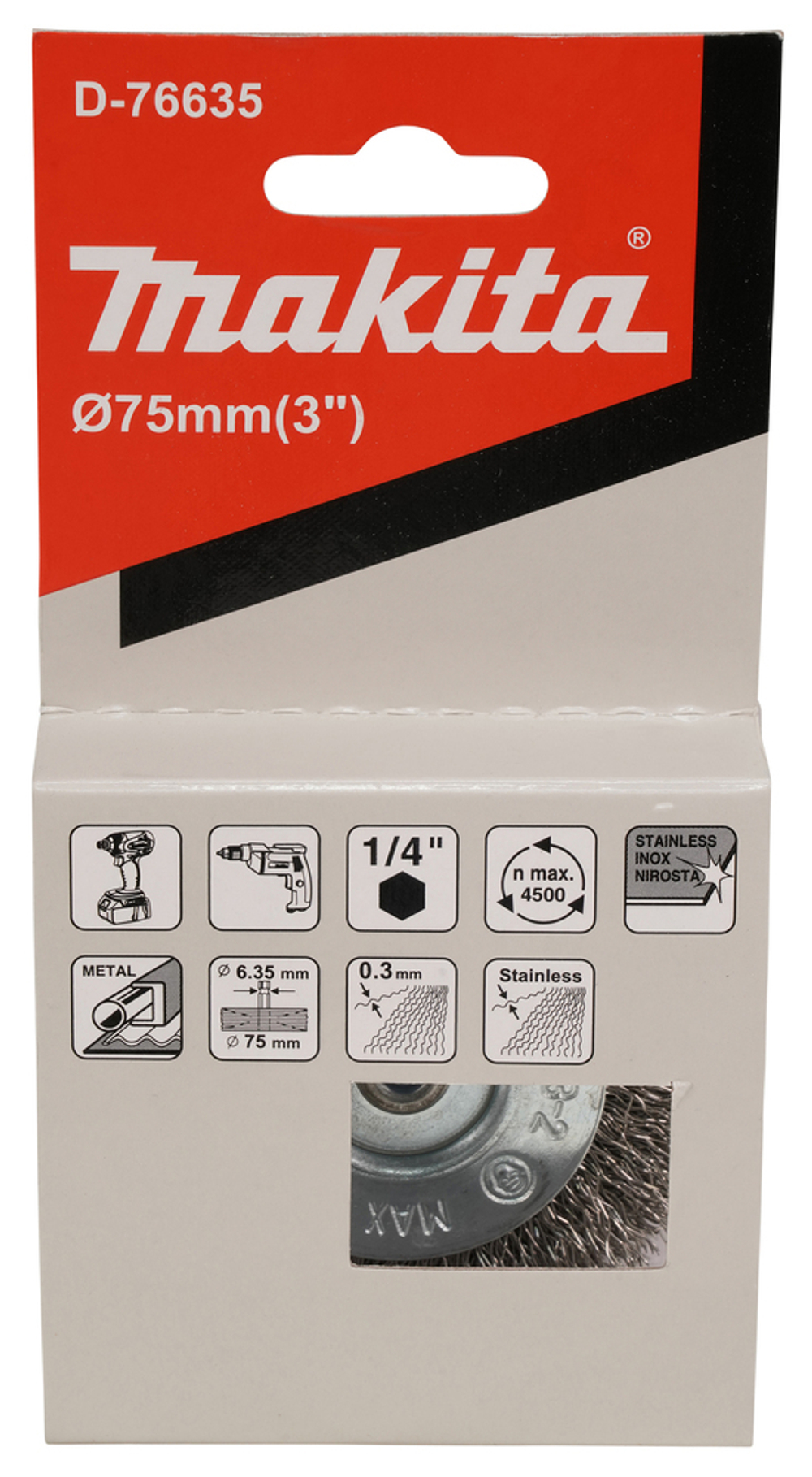 Дисковая щётка 75 мм, 1/4", E-Form Makita D-76635