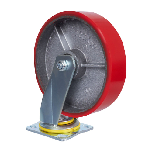 Большегрузное колесо с полиуретановой шинкой С-4102-DUS поворотное, без тормоза, г/п 1100 кг