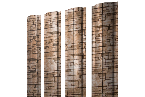 Штакетник Полукруглый Slim с прямым резом 0,45 Print Elite Sand Stone TwinColor