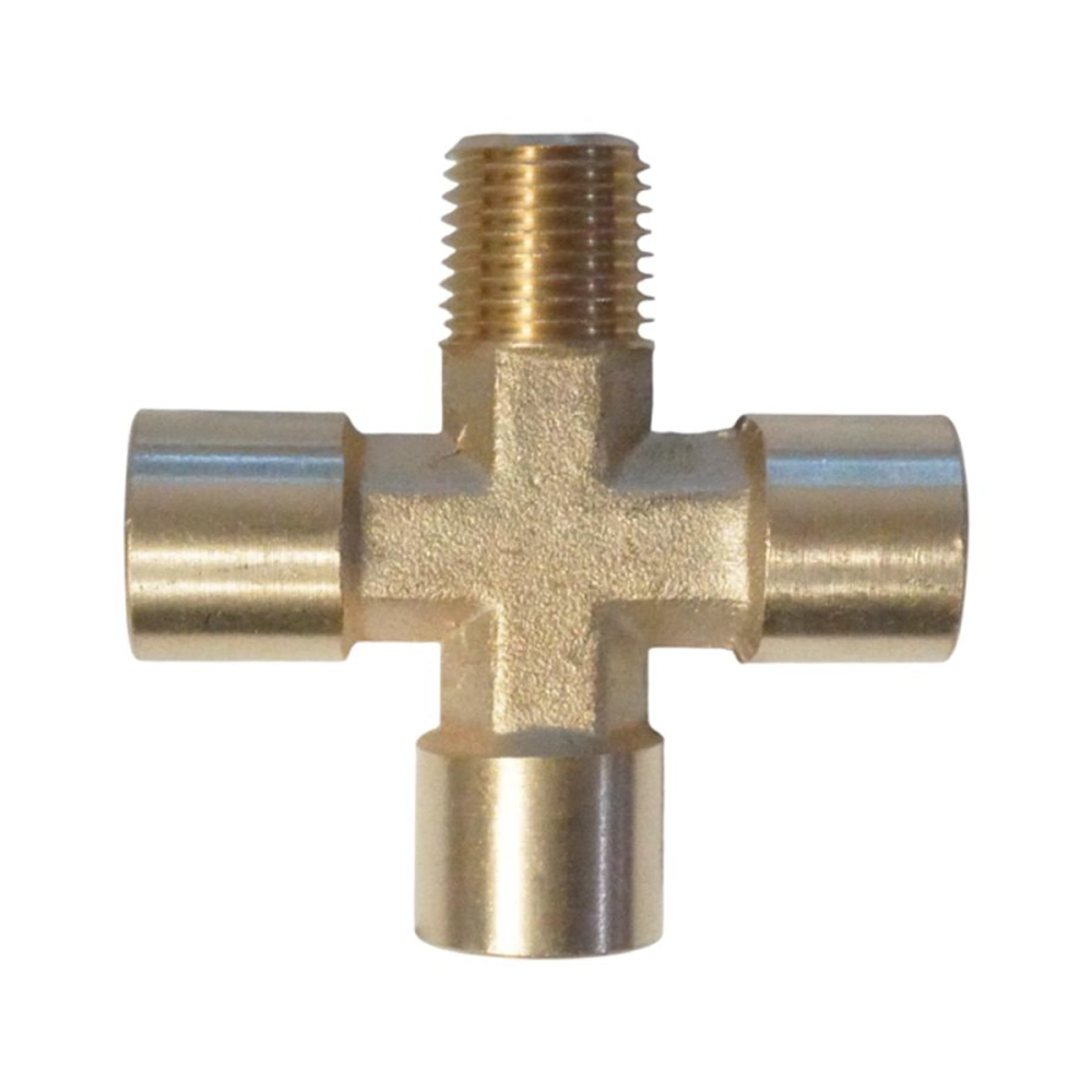 WDK-23FMB Фитинг X - образный, резъба 1/4" PT, F-F-F-M (внутренний/внешний), латунь