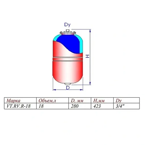 Расширительный бак Valtec 18л 5 бар VT.RV.R.060018