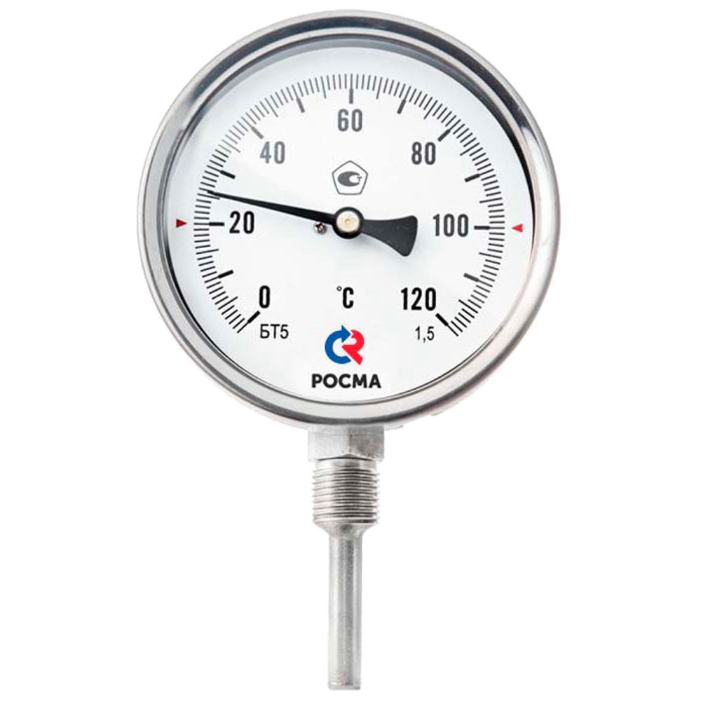 Термометр радиальный Росма БТ-52.22G (-4G-6G°C) L=15G G1/2 1.5 биметаллический коррозионностойкий 1GG мм, тип БТ-52.22G, радиальное присоединение, шкала (-4G-6G°C), длина штока L= 15Gмм, резьба G1/2, класс точности 1.5