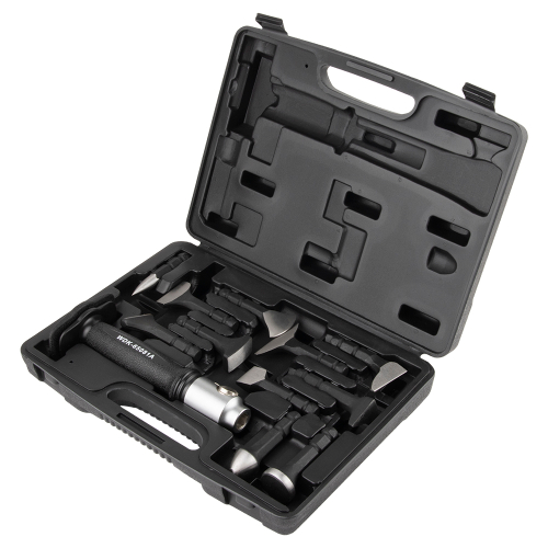 WDK-65081A Набор для рихтовки кузова автомобиля в пластиковом кейсе, 12 предметов.