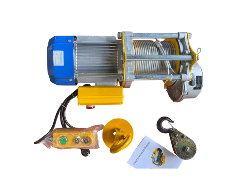Лебедка электрическая 500/1000кг 50/25м с канатом 220В алюминиевый корпус TOR KCD (TSA)