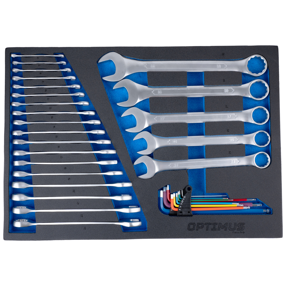 OPT-717M Тележка инструментальная, 7 полок с набором инструментов, металлическая столешница