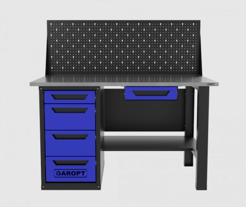 Верстак однотумбовый 4 ящика с экраном и ящиком, синий 1400*700 Garopt, GT1400STY1Y4PP.blue