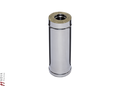 Дымоход Феррум утепленный нержавеющий (430/0,5мм)/зеркальный нержавеющий ф120/200 L=0,5м по воде