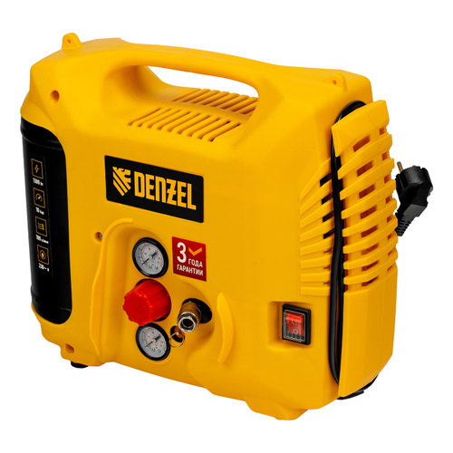 Компрессор воздушный DL1300, 10 бар, 1,3 кВт 180 л/мин 5 л, с набором аксессуаров Denzel