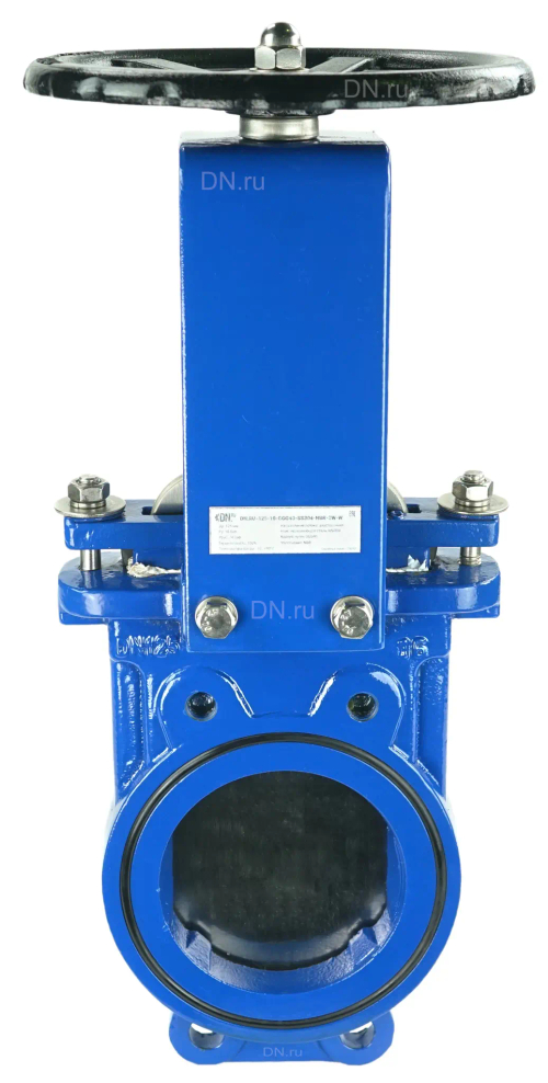 Задвижка шиберная DN.ru GVKN1331N-2W-Fb-S Ду125 Ру10 двусторонняя, межфланцевая, шпиндель - невыдвижной, корпус - чугун GGG40, шибер - нержавеющая сталь 304, уплотнение - NBR, управление - штурвал