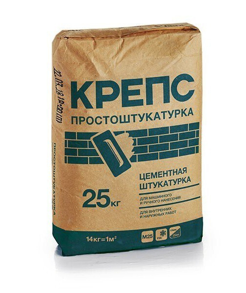 Штукатурка цементная КРЕПС Простоштукатурка для внутренних и наружных работ 25 кг, шт