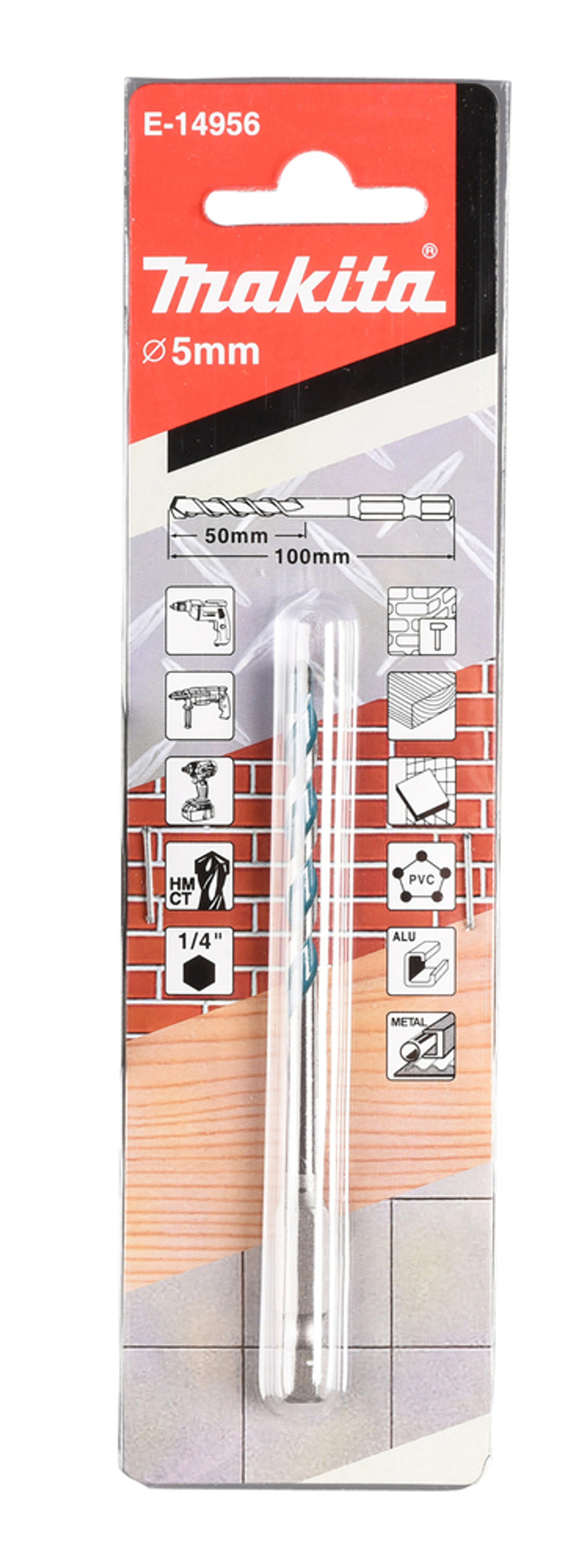 Сверло универсальное 5х50х100, 1/4 E-form Makita E-14956