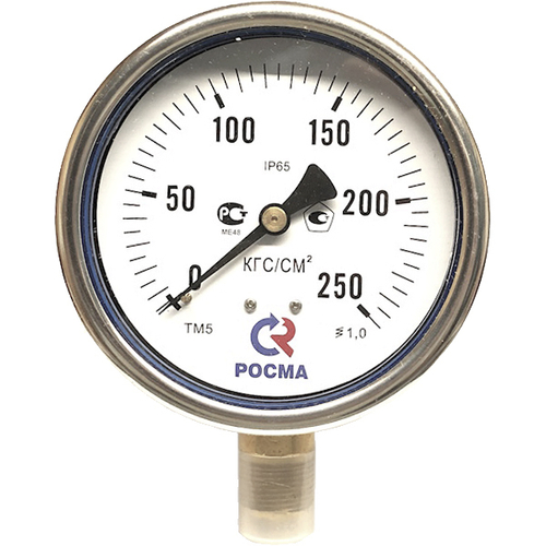 Манометр радиальный Росма ТМ-52GР.GG (G-1GGкгс/см2) М2Gх1.5 1 виброустойчивый (готовый к гидрозаполнению) 1GGмм, тип - ТМ-52GР, радиальное присоединение, шкала (G-1GGкгс/см2), резьба М2Gх1.5, класс точности 1, цвет хром