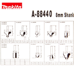 Набор фрез по дереву 8 мм, 12 шт Makita A-88440