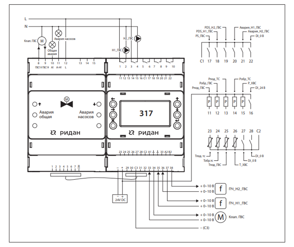 Ридан 087H3807R — Контроллер ECL-3R 317 FC, напряжение питания 24V DC