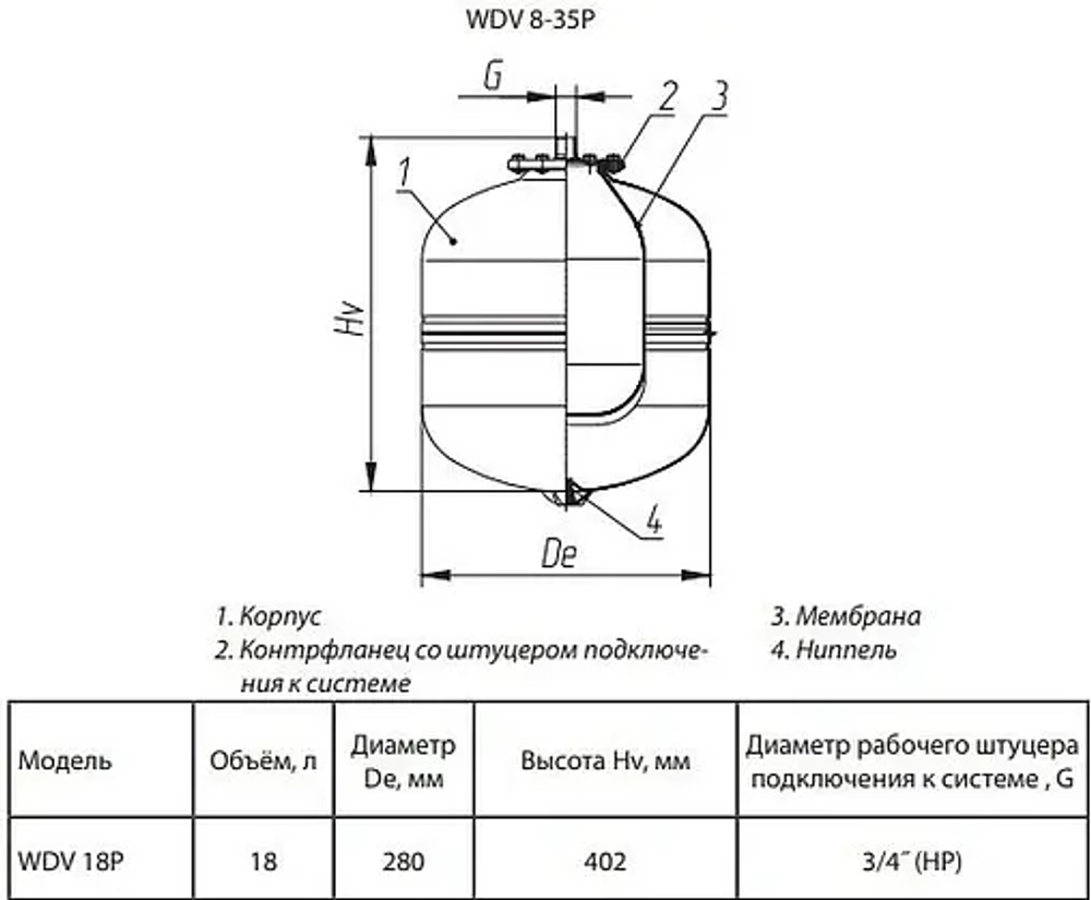 Расширительный бак Wester 18л 12 бар WDV 18P