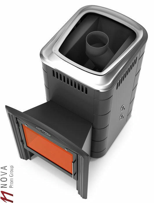 Печь для бани ТМФ Тунгуска 2017 Inox Витра т\обменник антрацит