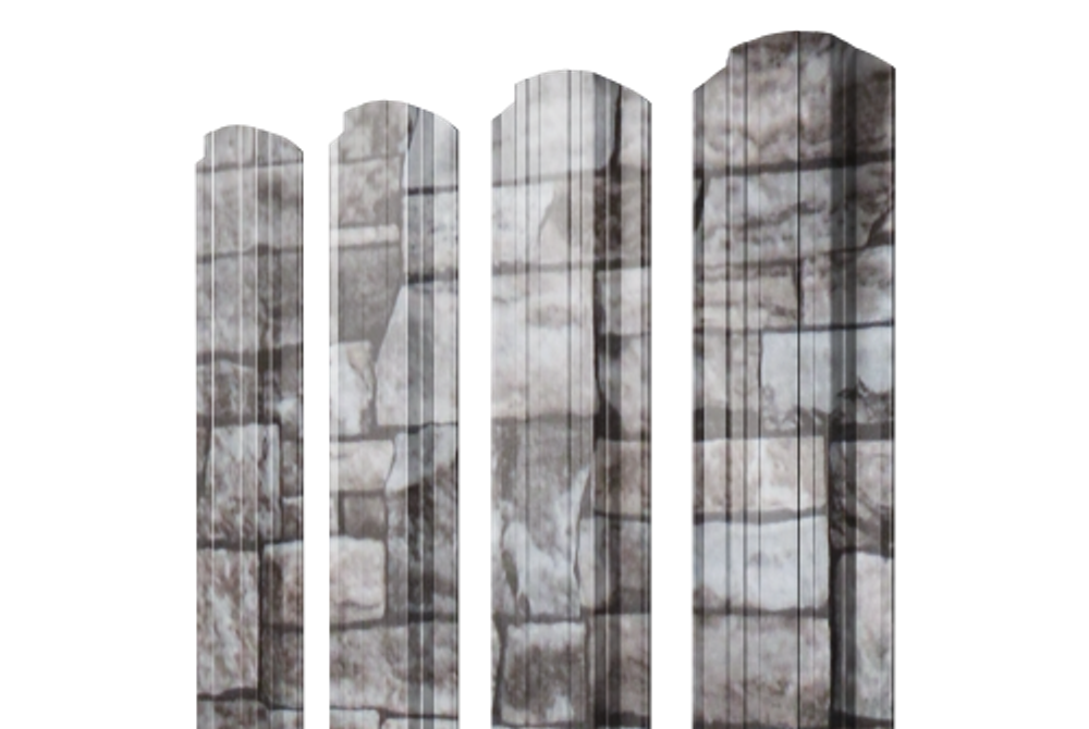 Штакетник Прямоугольный фигурный 0,45 Print Elite Fine Stone TwinColor