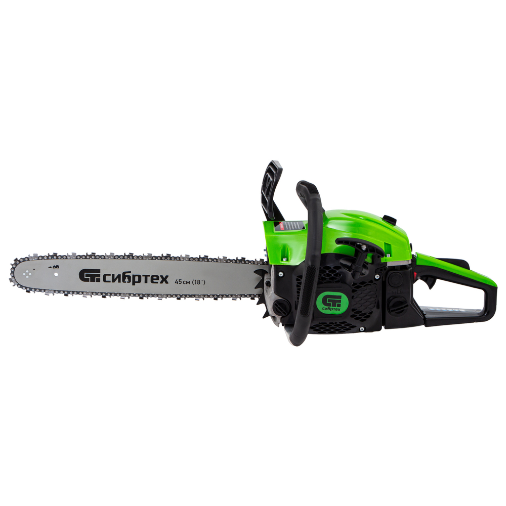 Пила цепная бензиновая ПЦБ-5245, шина 45 см, 52 см3, 3.4 л.с, шаг 0.325, паз 1.5 мм, 72 звена Сибртех