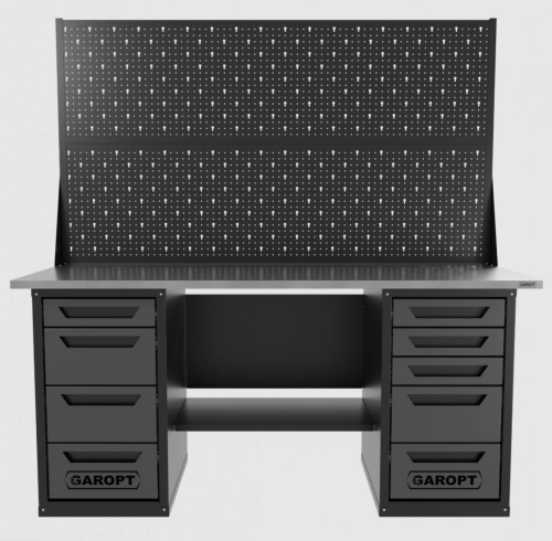 Верстак двухтумбовый 4 ящиков /5 ящиков с двумя экранами 1800*700 серый GAROPT, GT1800Y4Y5PP2.grey