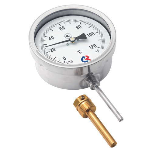 Термометр радиальный Росма БТ-52.211 (-3G-7G°C) L=25Gмм G1/2 1.5 биметаллический коррозионностойкий 1GGмм, тип БТ-52.211, радиальное присоединение, шкала (-3G-7G°C), погружной шток L=25Gмм, резьба G1/2, класс точности 1.5, с гильзой из латуни